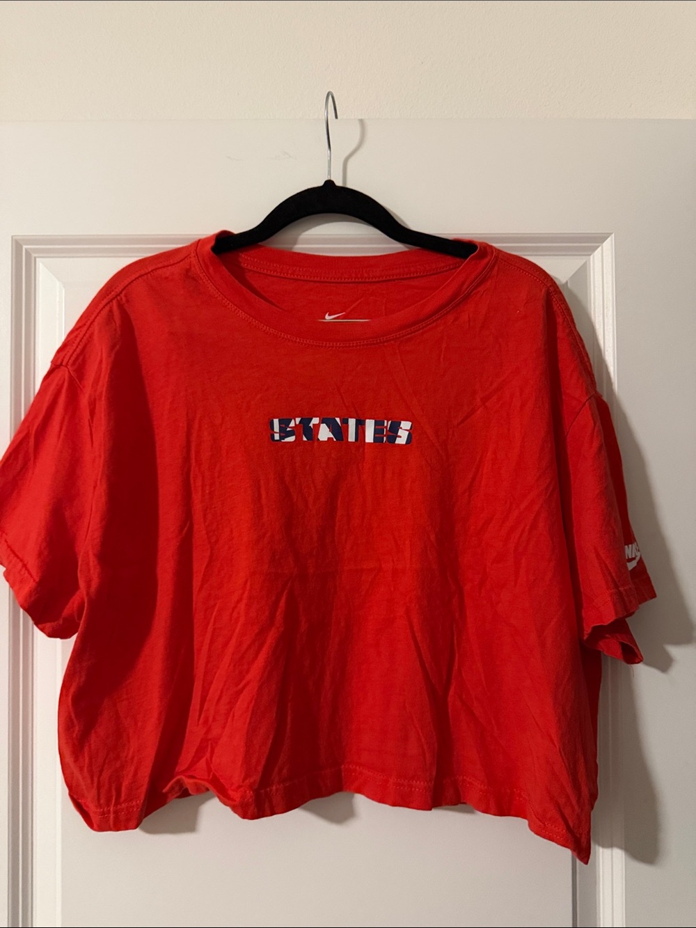 Nike Red Cropped Tee with Center Graphic